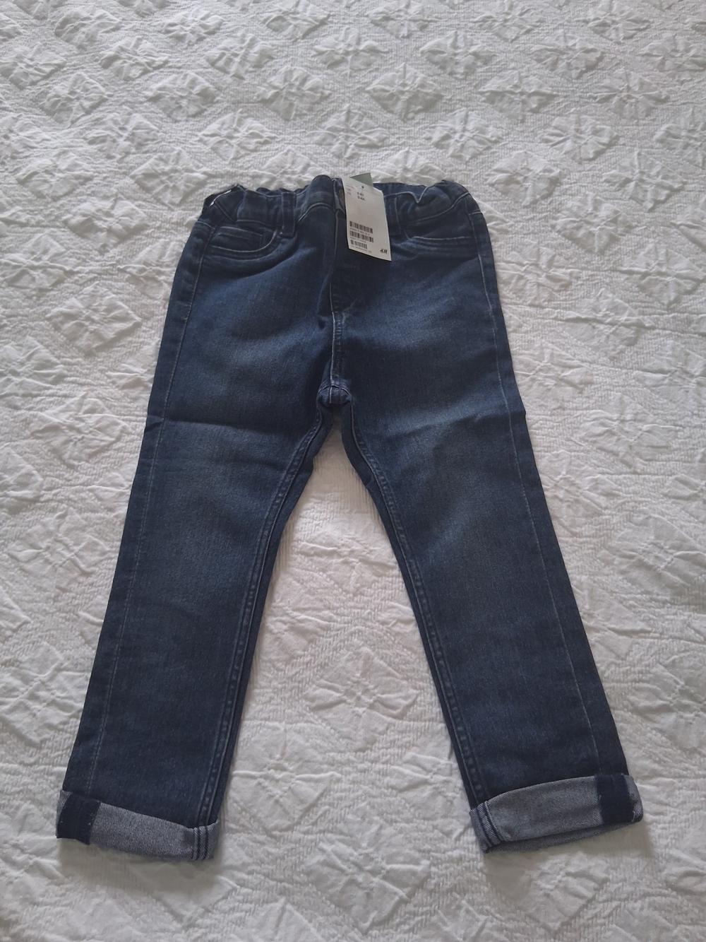 H&M Kids Dark Blue Elastic Waist Denim Jeans Boys' Size 3-4T NWT